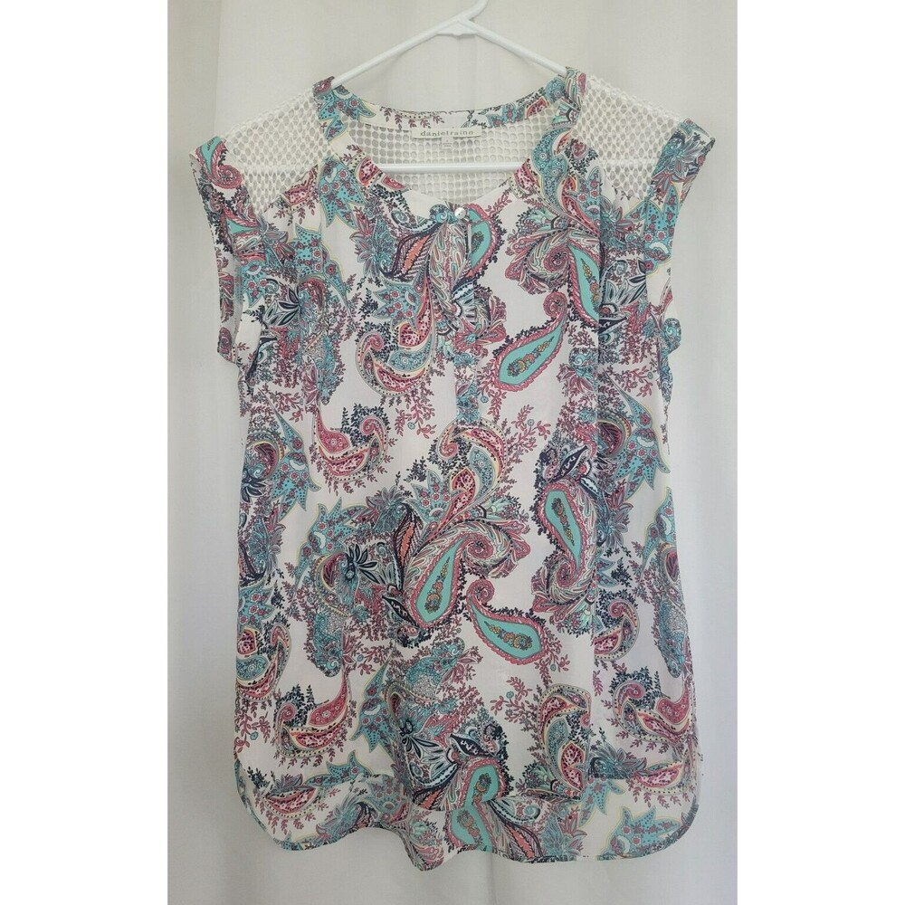 Daniel Rainn Paisley Print Top Lightweight Sleeveless Summer Blouse Size Small